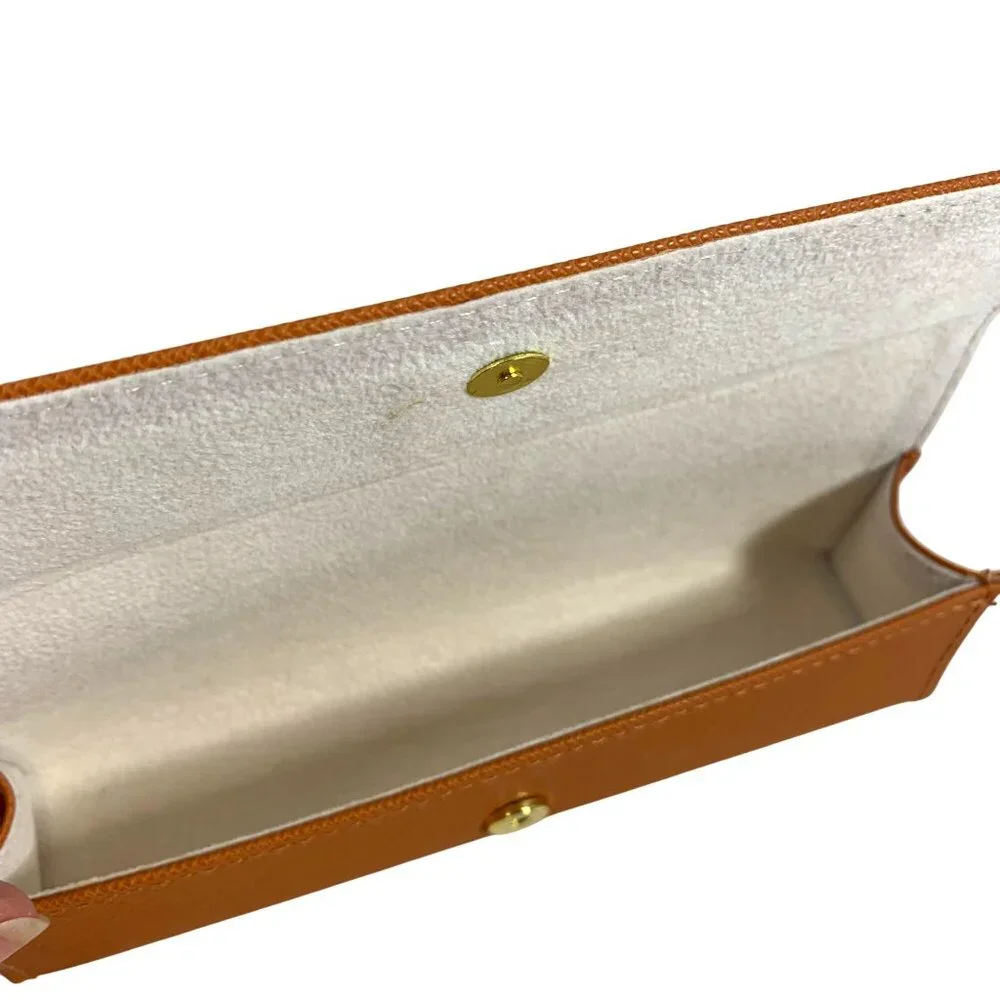 Tory Burch Eyeglasses Case Orange Soft Shell Slim Case + Cleaning Cloth NWOT